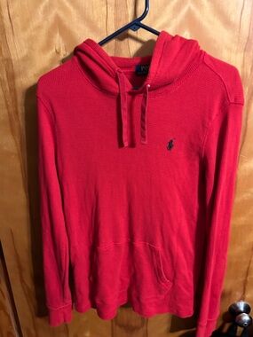 Polo by Ralph Lauren Red Waffle-Knit Hooded Sweater
